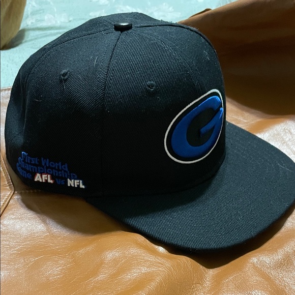 NWT Packers First World Championship Game AFL vs NFL Black Baseball Hat Logo - Picture 1 of 7